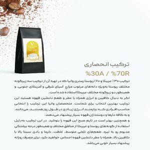 فروش اینترنتی دانه قهوه 30% عربیکا - 70% روبوستا (250 گرمی)